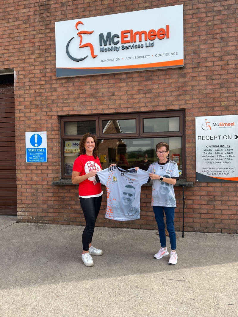 <p>Regina Cox, Partnerships Manager at Northern Ireland Chest Heart & Stroke, with Oisín’s mum Annie.</p>