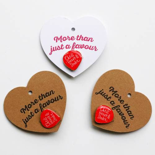 Wedding favours with pin badges